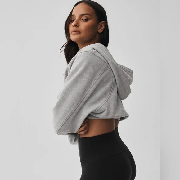 Alo Sweet Escape Cropped Zip Up Hoodie - size Small - Picture 3 of 8